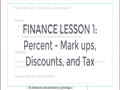 Finanace Lesson 1 - Percent Mark ups, Discoun...