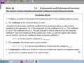Math 40 5.3A Polynomial terminology