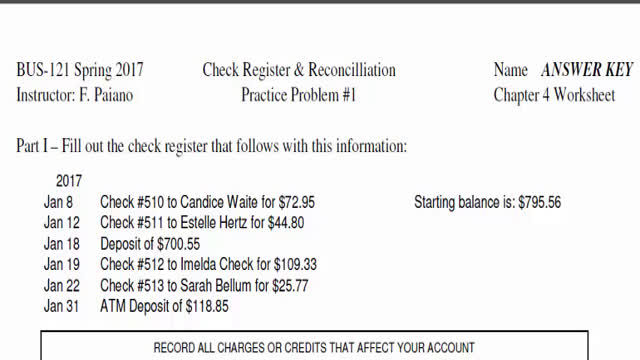 chapter 4 checkbook reconciliation financial planning money mgmt checkbook reconciliation spreadsheet